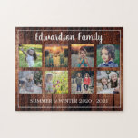 Rustik familjefollagring med monogrammet 8 foton pussel<br><div class="desc">Fotokollage av 8 bilder med monogrammad pussel. Du kan anpassa den och lägga till de vackraste fotona och namn och texten. Underbar roligt!</div>