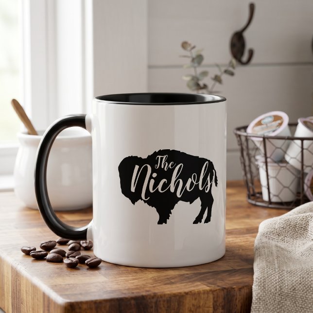 Rustik familjemonogram med buffel mugg (Skapare uppladdad)