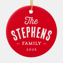 Rustik-familjen namn enkel en fotoröd jul julgransprydnad keramik