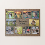 Rustik-familjens fotokollage monogram namn pussel<br><div class="desc">Fotokollage med 10 bilder med monogrammatiskt pussel. Du kan anpassa den och lägga till dina vackraste foton och namn. Underbar roligt!</div>