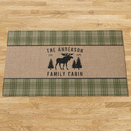 Rustik Family Cabin Moose Gräs Grönt Play Burlap