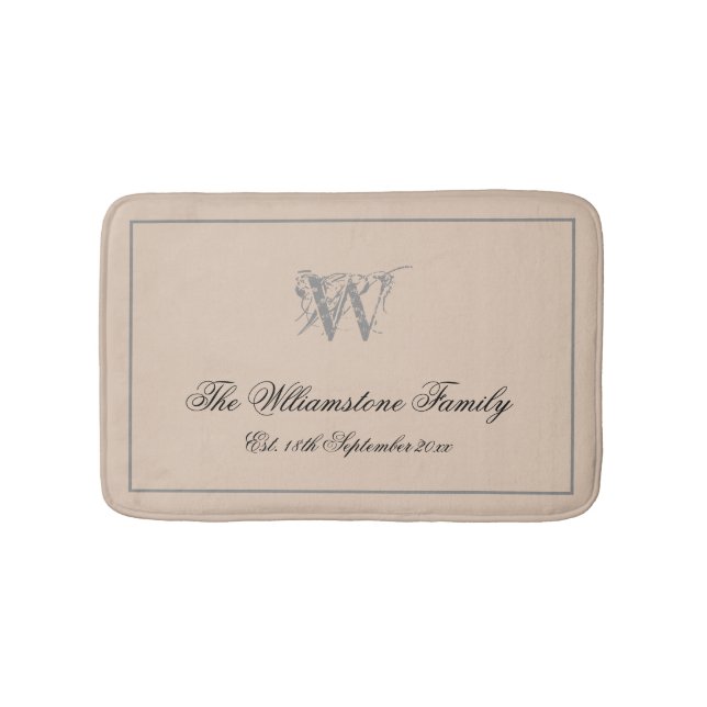 Rustik Family Last Name Chic Monogram Bröllop Gift Badrumsmatta (Framsidan)
