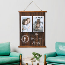 Rustik Family Monogram Photo Hanging Tapestry