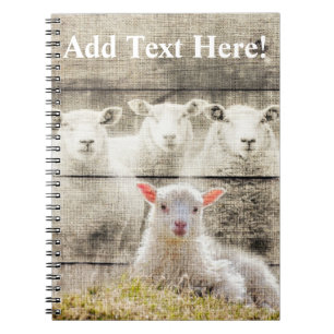 Rustik får Baby Lamb Burlap Anteckningsbok