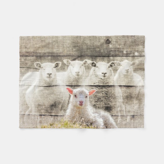 Rustik får Baby Lamb Burlap Fleecefilt (Framsidan (Horisontell))