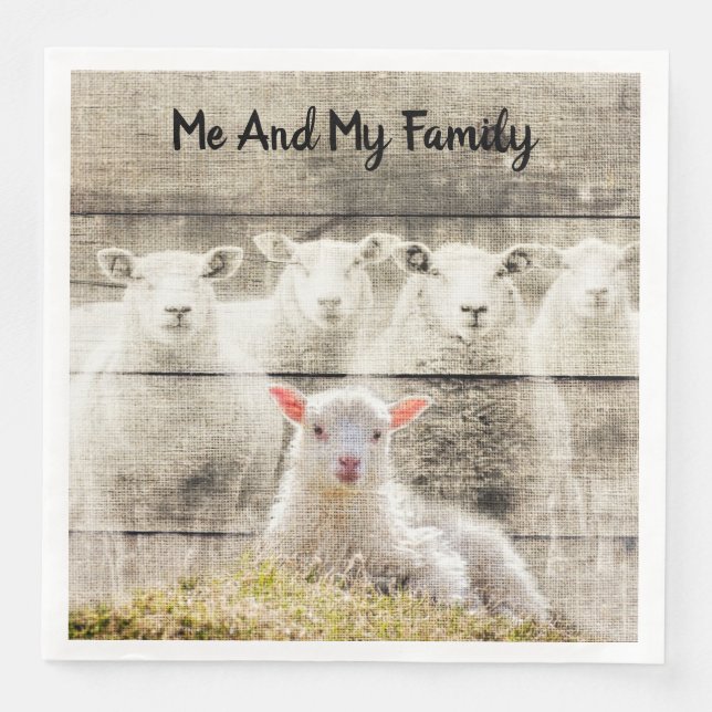 Rustik får Baby Lamb Burlap Pappersservett (Framsida)