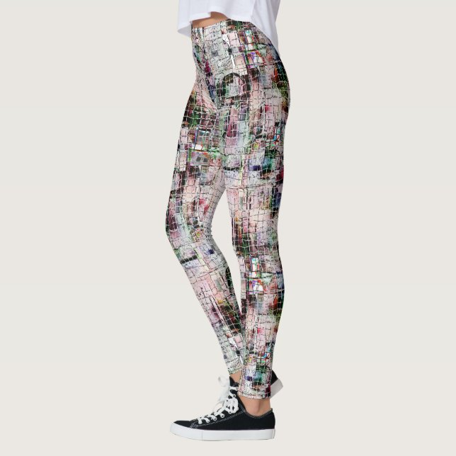 Rustik färgad konstig teckning under abstrakt jute leggings (Vänster)