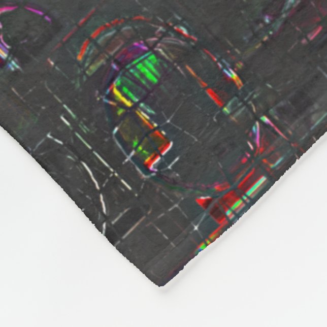 Rustik färgad teckning i nattmörker upp jute fleecefilt (Hörn)