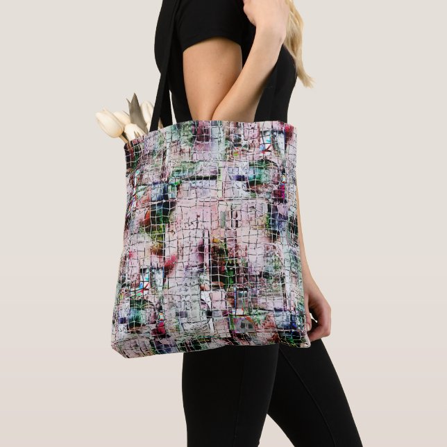 Rustik färgad underlig teckning under abstrakt jut tygkasse (Närbild)