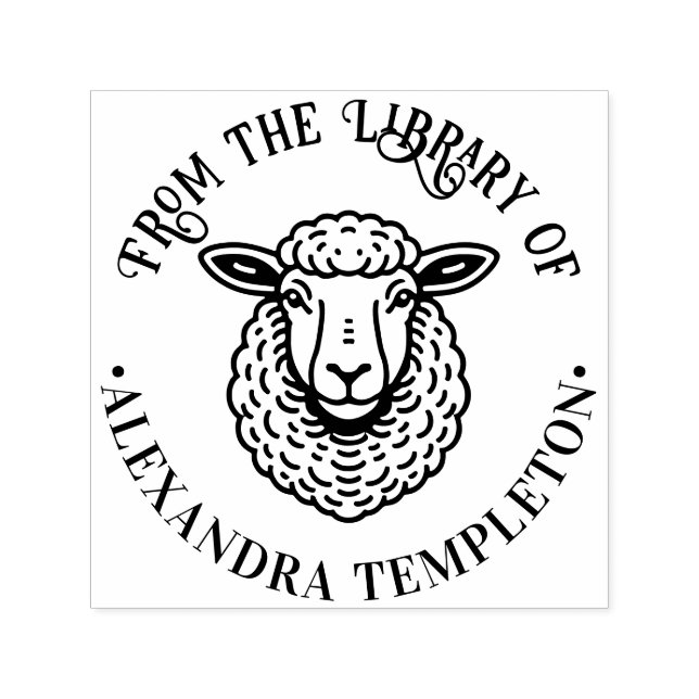 Rustik Fårhuvud Bibliotek Boknamn #1P Självfärgande Stämpel (Design)