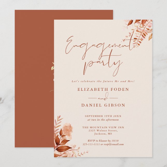 Rustik fästningsfest med blomster inbjudningar (Fram/baksida)