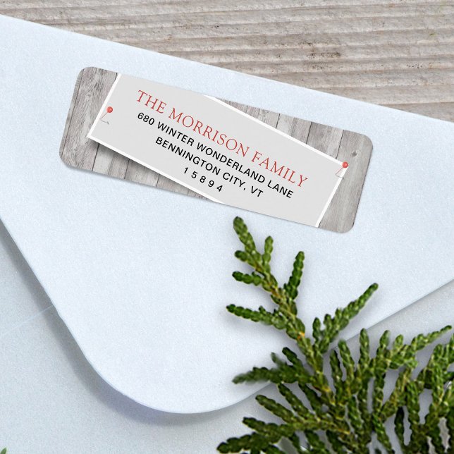 Rustik fastsatt returadress etikett (Rustic Holiday Return Address Label)