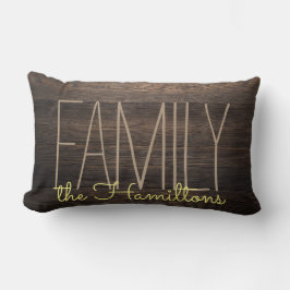 Rustik FAUX WOOD Chic Family Monogram-GULT Lumbarkudde