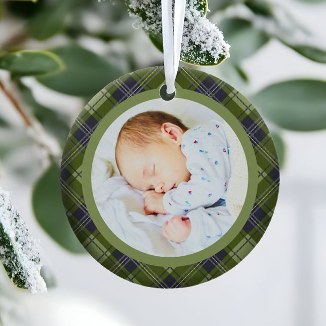 Rustik Festive Grönt Play Babys Första jul Julgransprydnad Keramik (Skapare uppladdad)