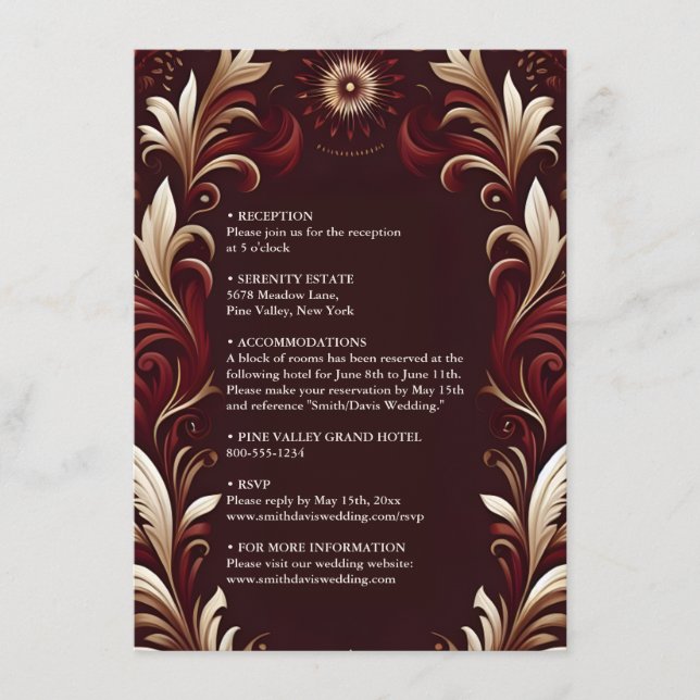 Rustik Festlig Blommig Ros Spansk Bröllopsfest Tilläggskort (Framsida)