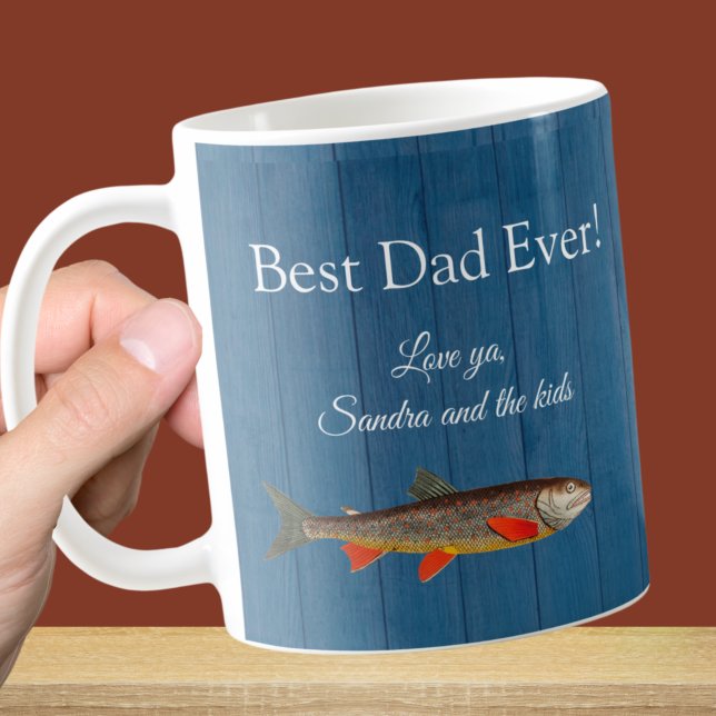 Rustik Fisherman Navy Blue Best Pappa Alltid Fish Kaffemugg (Skapare uppladdad)