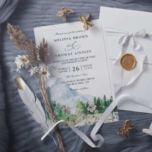 Rustik Fjäll Vildblomma Boho QR-kod Bröllop Inbjudningar