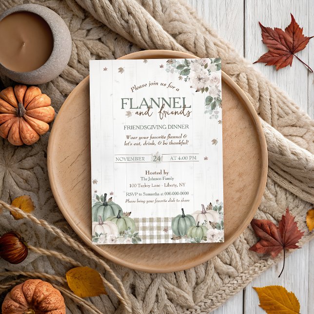 Rustik Flanell och Vänner Thanksgiving-fest Inbjudningar (Skapare uppladdad)