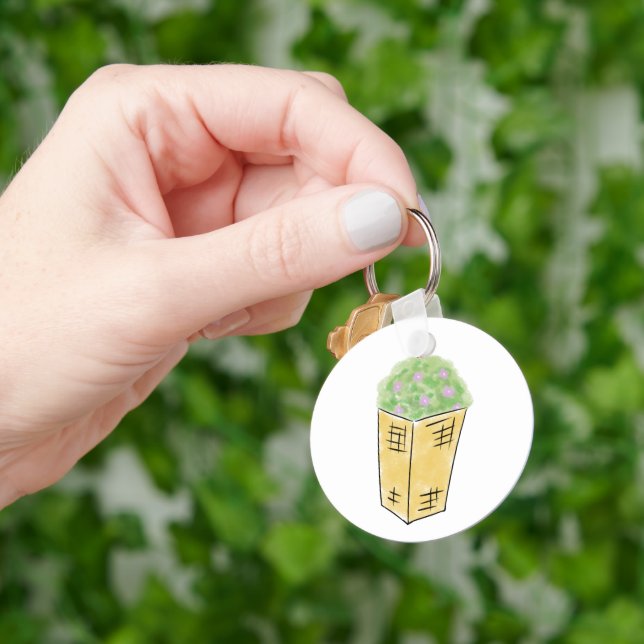 Rustik flätad korg krukpresent nyckelring (Hand)