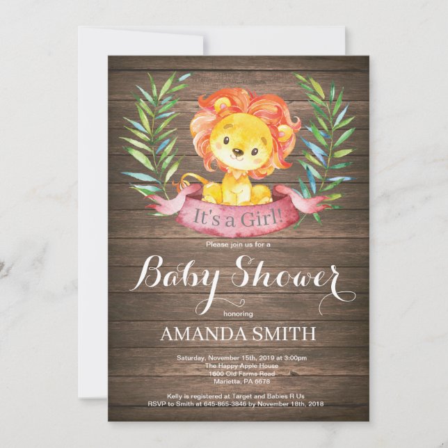 Rustik flicka giraff baby shower inbjudan (Framsida)