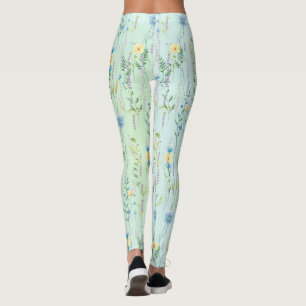 Rustik flora för vattenfärggradient i botaniskt va leggings
