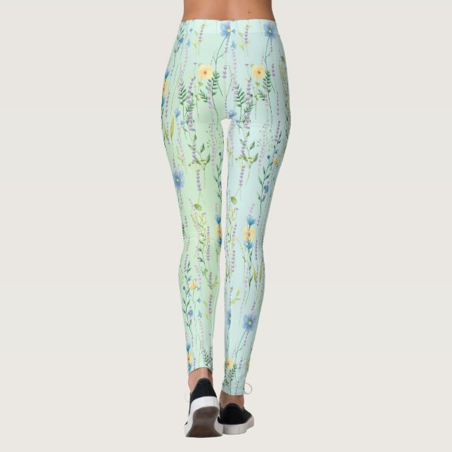 Rustik flora för vattenfärggradient i botaniskt va leggings (Baksida)