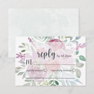 Rustik Flora Rosa & Burgunder RSVP Bröllop OSA Kort