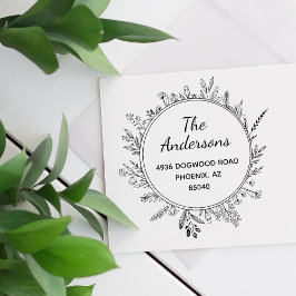 Rustik Flowers Round Anpassningsbar Returadress Fr Stämpel