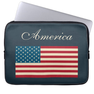 Rustik fodral för bärbar dator med amerikansk flag