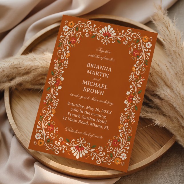 Rustik Folk Botanisk Elegant Mexikansk Inbjudningar (Skapare uppladdad)