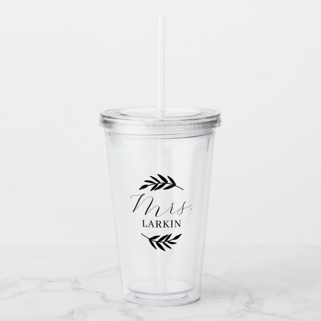 Rustik Förgrenad Fru Monogram Brud Gåva Take Away Mugg (Framsida)
