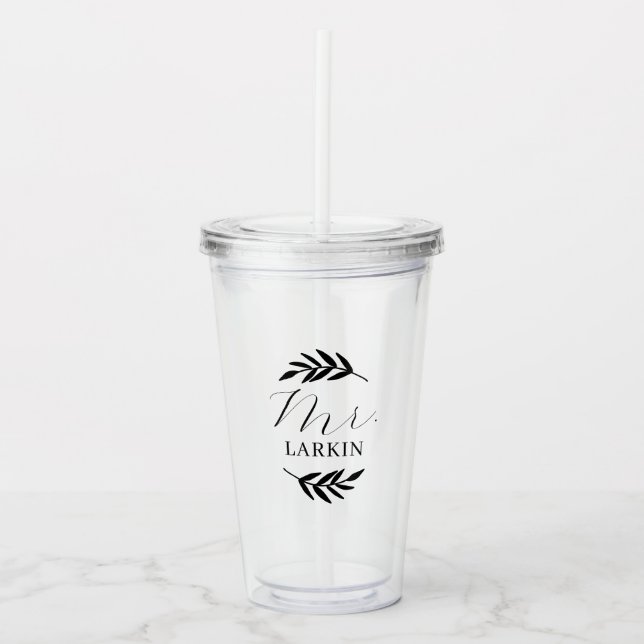 Rustik Förgrenings Mr. Monogram Brudgum Present Take Away Mugg (Framsida)