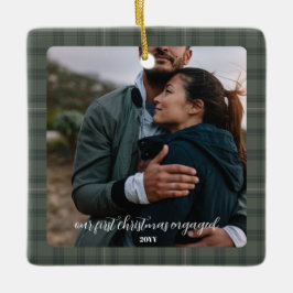 Rustik Förlovning Photo Ornament Gift- Grönt Play