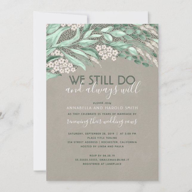 Rustik förnyelse av vigsel löfte årsdag grönska inbjudningar (Framsida)