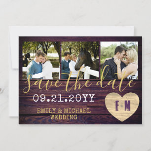 Rustik FOTO Spara Datum Lila Guld Datumet