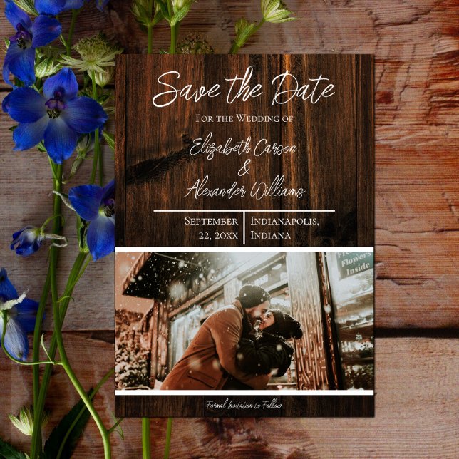 Rustik Foto Spara Datum Spara Datumet (Rustic Photo Save the Date)