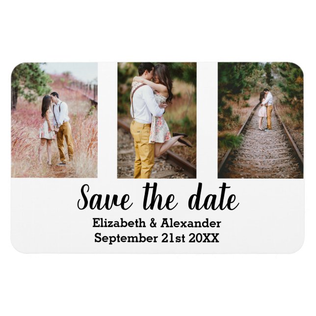 Rustik Fotokollage Save The Date Magnet (Horisontell)