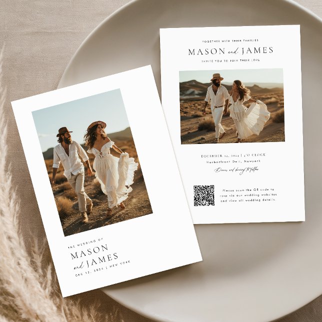 Rustik fotoskript Qr-kod - minimalistisk Bröllop Inbjudningar (Skapare uppladdad)