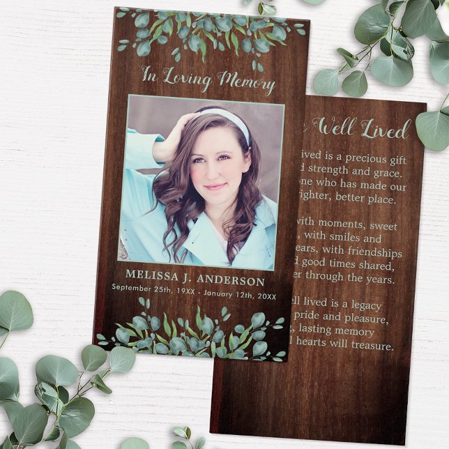 Rustik fotosympati, memorial Funeral Prayer Card Visitkort (Skapare uppladdad)