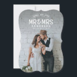 Rustik fototack tack bröllopsannonskort julkort<br><div class="desc">Rustik fototack tack bröllopsannonskort. Meddela dina glada nyheter med stil med detta bröllopsfotokort. Ändra bakgrundsfärgen för att passa ditt fotografi. Del av en samling.</div>