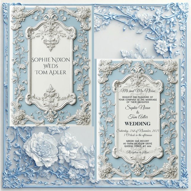 Rustik fransk landstil shabby chic blommande bröll inbjudningar (Rustic French Country Shabby Chic Floral Wedding Invitation)