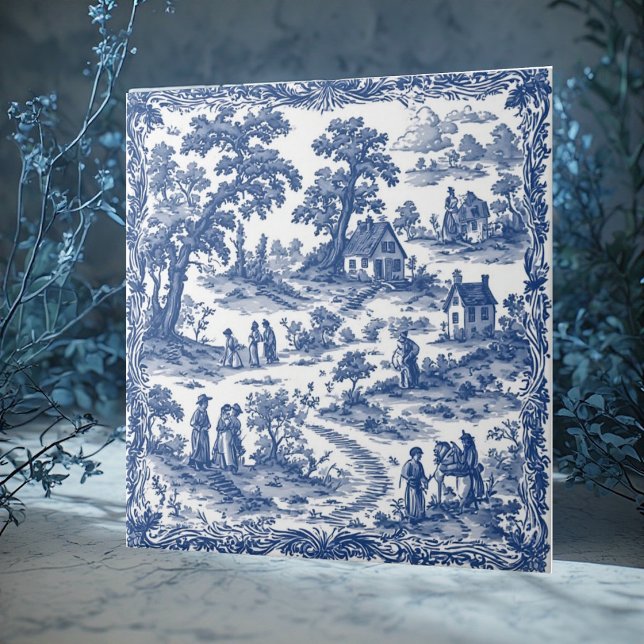 Rustik fransk lanthushålls shabby chic-dekor chic kakelplatta (Rustic French Country Folks Shabby Chic Decor Chic Ceramic Tile)