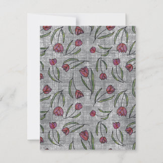 Rustik fransk linneatulpetsmönster: Rosa blom- Ele Julkort
