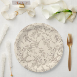 Rustik Fransk Toile Blommigt Papprare Tallrikar