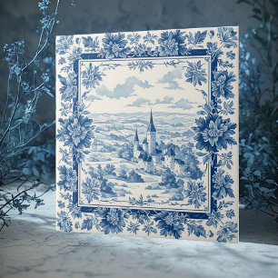 Rustik fransk Toile De Jouy vintage textil blommig Kakelplatta