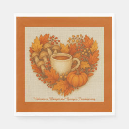 Rustik Friendsgiving cocoa mugg & Höst löv Pappersservett
