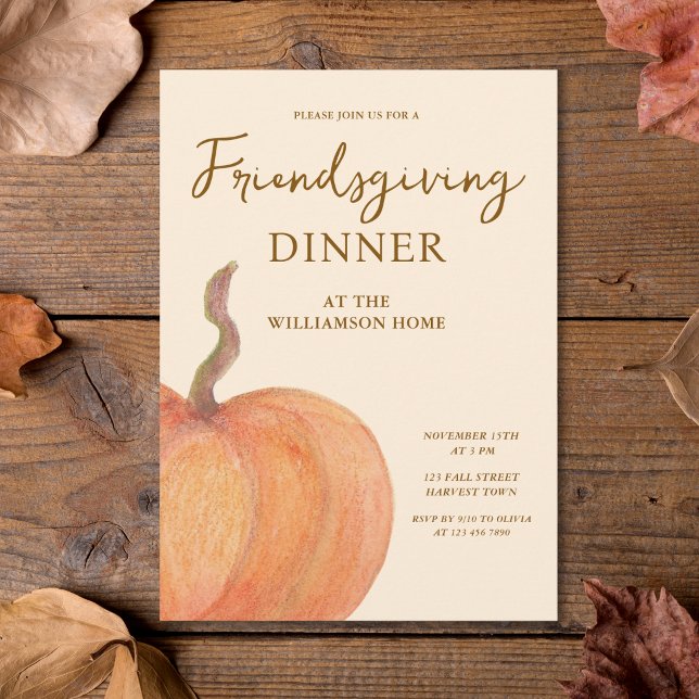 Rustik Friendsgiving-middag med pumpa  Inbjudningar (Skapare uppladdad)