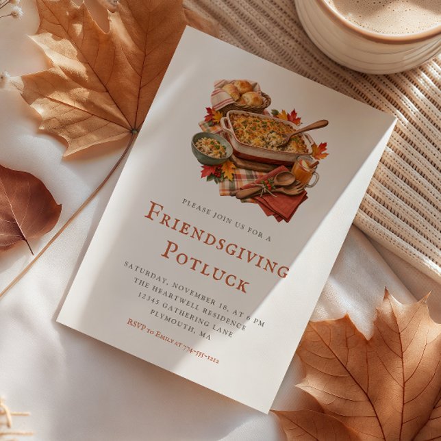 Rustik Friendsgiving-potlucks middag Inbjudningar (Skapare uppladdad)