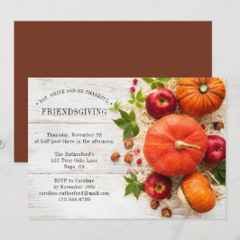 Rustik Friendsgiving-Thanksgiving-middag med pumpa Inbjudningar