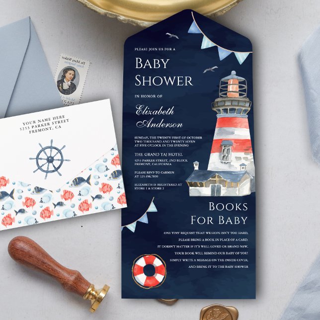 Rustik fyr nautisk marinblå baby shower (Skapare uppladdad)
